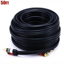 50FT Premium 2 RCA Male to Male Stereo Audio Cable Cord Gold HDTV DVD Amplifier
