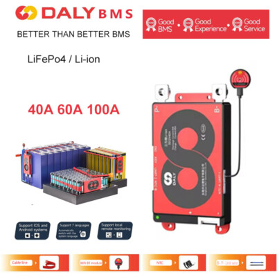 Daly Smart BMS 3S-16S 40A 60A 100A LiFePo4 Li-ion Bluetooth BMS with Balance