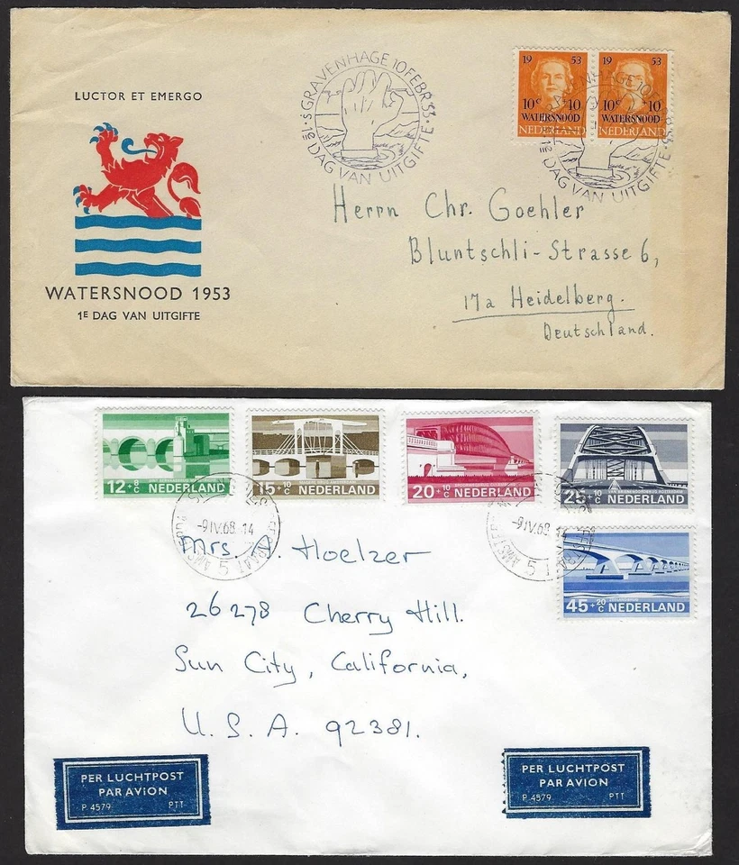 NETHERLANDS 1940s 1950s COLLECTION OF 7 COVERS INCLUDES 3 FDC SEMI POSTALS Sc - Image 2 of 4
