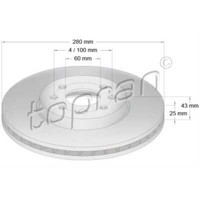Topran Bremsscheiben Vorne Ø280 Mm BelüFtet FüR Opel Astra H L48 A04 L08 L67