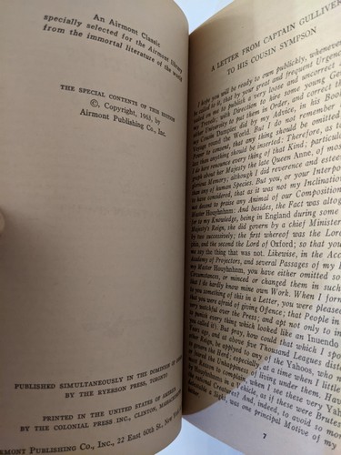 Jonathan Swift GULLIVER'S TRAVELS Airmont Classics Series CL15 1963 - Imagen 3 de 6