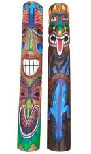 2 maschere tiki colorate 100 cm Hawaii Maui maschere in legno maschera maschera da parete maschere da parete Oahu
