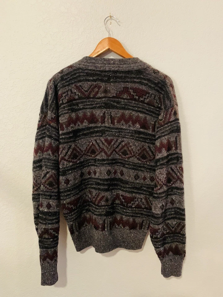 Cárdigan suéter vintage Neiman Marcus para hombre M mezcla de lana de gran tamaño abuelo papá Foto 3 de 4