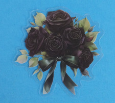 Bouquet Of Black Roses Tied With Green Bow Transparent Sticker 2.18" x 2" AO