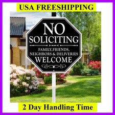 No Soliciting Sign For House, 11" x 27" No Soliciting Yard Sign With Stake, M...