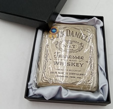 Jack Daniels Whiskey Cigarette Case Box Metal Sturdy Double Sided Spring Clip