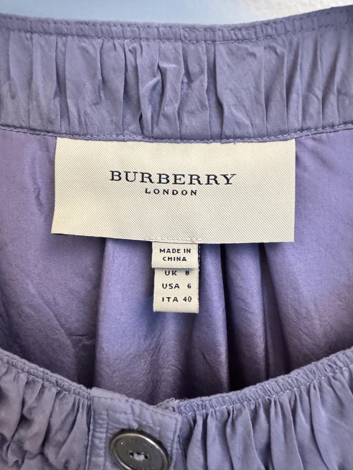 Vestido Burberry Pura Seda Lavanda Manga Gorra Talla 6 (doble forrado) Foto 3 de 4