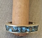 Vintage Trillion channel-set Blue CZ band ring 925 Gold Tone sterling silver PJM