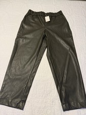 NWT A New Day Women Pants High-Rise Faux Leather Tapered Ankle Pull-On Size L