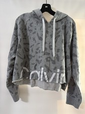 Women  s Calvin Klein Performance Gray Leopard Pattern Cropped Hoodie Size XXL