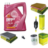 Mann Inspektionspaket 5L Mannol Energy Ultra JP 5W-20 FüR Ford Fusion 1.6