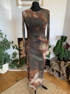 Zara Martyrdom Lievin Angels Mesh Maxikleid Artwork Langarm Tüll - Größe S