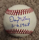 Denny McLain Autographed Signed Baseball MLB  Tigers Inscribed 31-6 1968 - w/COA