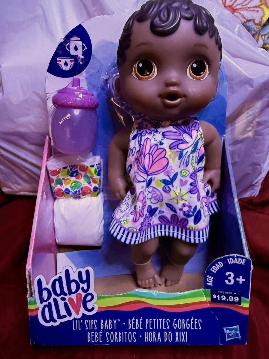 Baby Alive Lil' Sips African American Doll 2017 Drinks & Wets