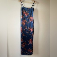 NEW Reformation Frankie Silk Maxi Navy Floral Dress Gown Lyric | US 2 UK 6