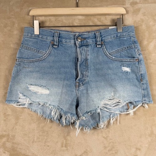 We The Free Now or Never Denim Shorts Light Wash Distressed Blue 27 Womens FP
