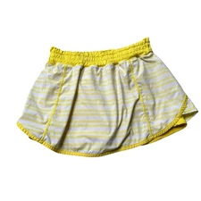 LULULEMON Yellow White Track Attack Lined Skirt Running Skort Women's XS Run 