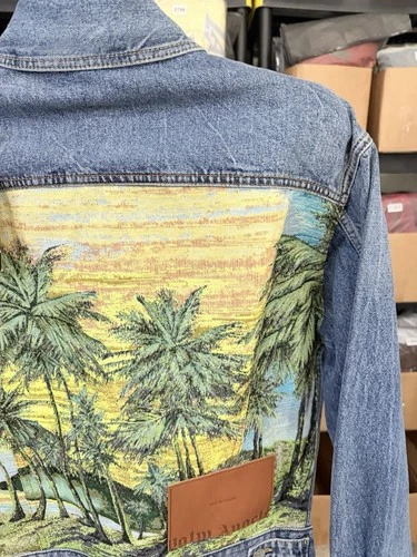 Palm Angels Palms Sunrise Denim Jacket Cobalt Blue XS Oversized NWT $1170 image 11
