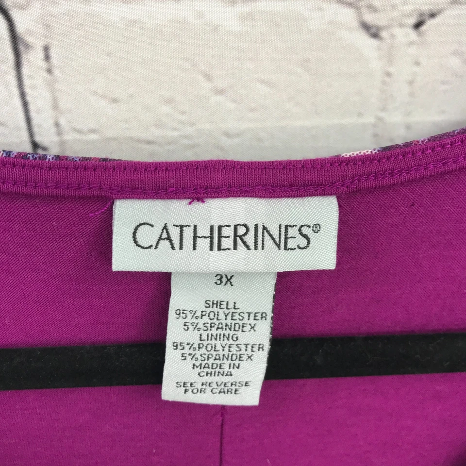 Top Catherines para mujer 3X púrpura floral dobladillo con bandas forrado elástico informal Foto 2 de 4