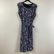 Lauren Ralph Lauren Georgette Midi Dress Size 8 Purple Green Blue Floral A-Line