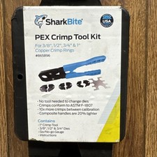 SharkBite 865896 PEX Crimp Ring Tool Kit (For 3/8", 1/2", 3/4" & 1") New Sealed