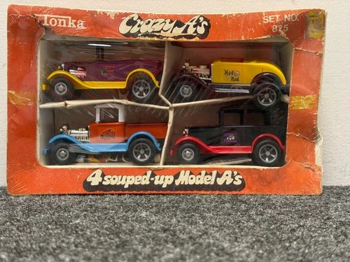 Tiny Tonka Crazy A's Set 825 Mod Rod, Draggin Wagon, Scorcher & Frantic Flivver