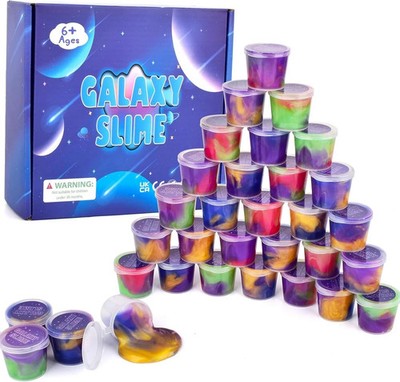 32 Pack Mini Galaxy Slime Kit, Non-Sticky Mess-Free, Stress Relief Sludge
