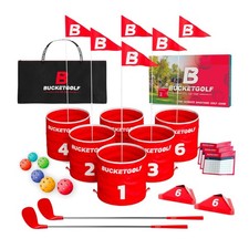 BUCKETGOLF 6 Hole Bundle with Clubs, Backyard Golf Game for All Ages