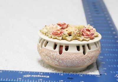 Vintage Rose Porcelain Potpourri Holder Dish By Popular Imports