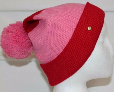 Kate Spade Pink Pom Crochet Yarn Knit Ski Cap Hat Ski Bum Rosy Beanie Hat - Huggalugs main image 4