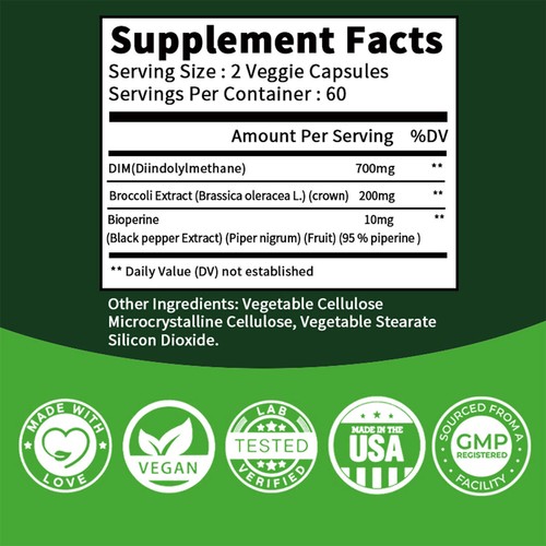 DIM (Diindolylmethan) 910mg - Wechseljahre, Vegan, Östrogenstoffwechsel - Bild 2 von 13