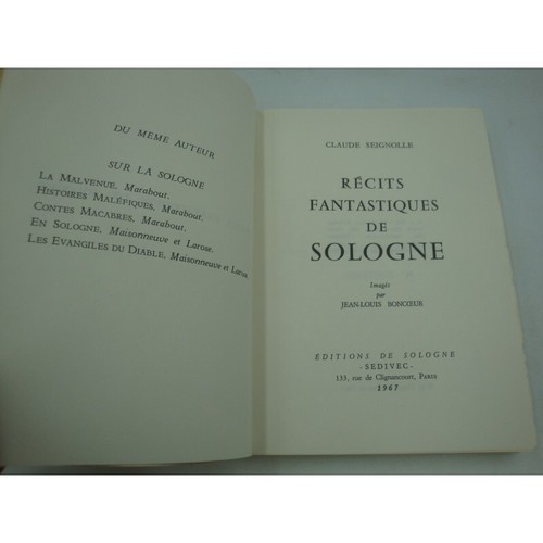 Claude Seignolle - Récits Fantastiques de Sologne - Jean-Louis Boncoeur 1967 EO - Picture 2 of 3