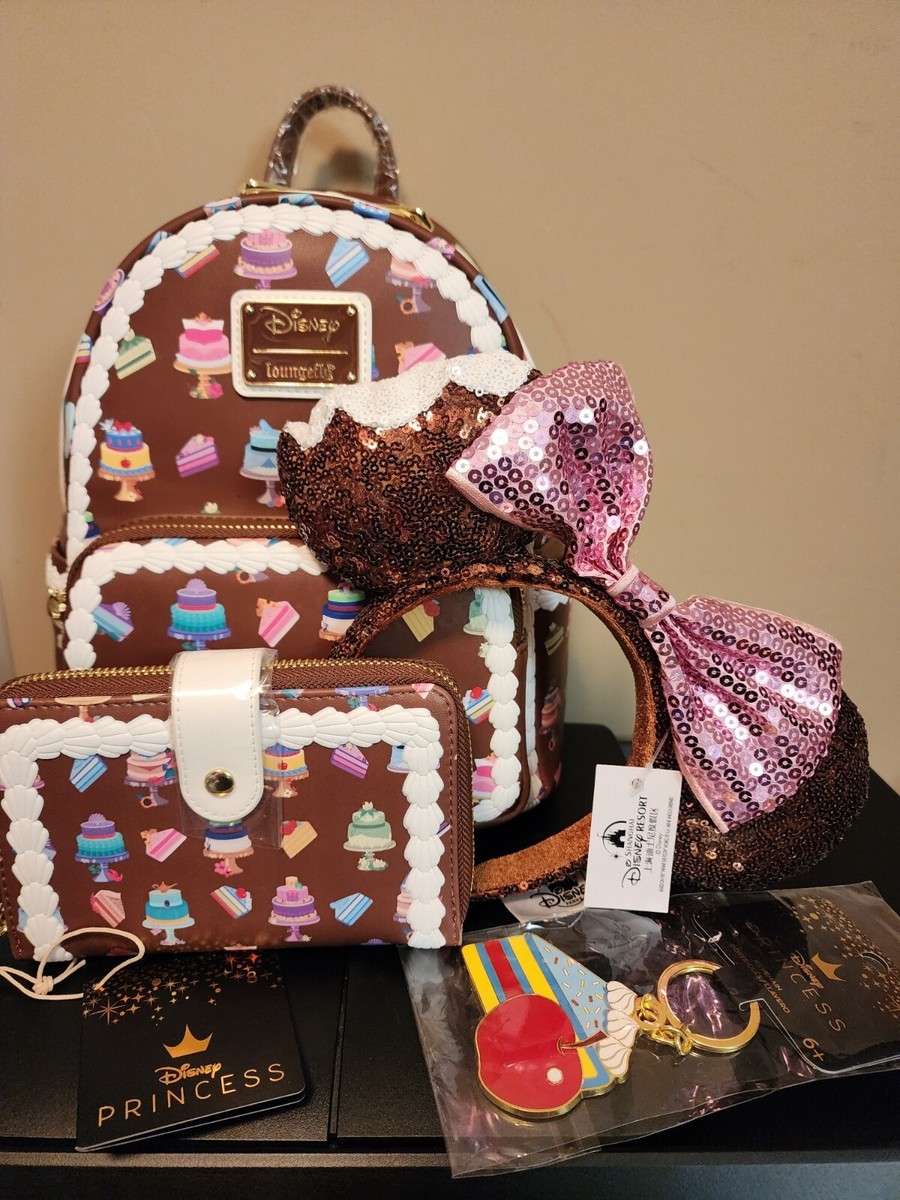 disney princess cakes mini backpack Loungefly Disney Princess Cakes AOP Mini Backpack, Ears, Wallet & Keychain  NWT!