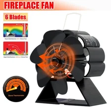 Wood Stove Fan 6 Blade Fireplace Fan for Heat Powered Stove  Fan  (Non Electric)