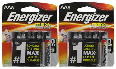 16 (2x8) Energizer AA Max Alkaline + Powerseal 1.5V Batteries On Card 2027