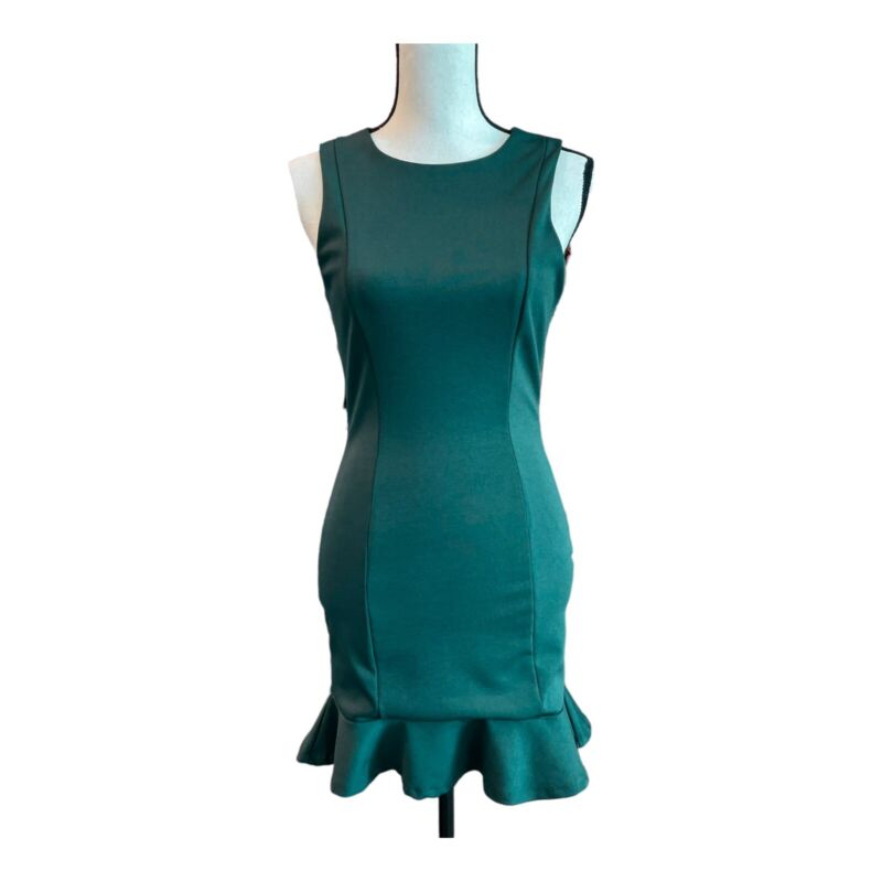 About Us Womens Bodycon Dress Trumpet Green Sleeveless Mini Crew Neck Solid S