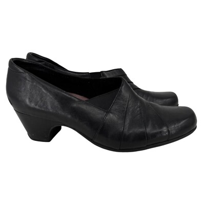 Clarks Everyday Sugar Spice Loafers Womens 11 Black Leather Pump Heel Slip  On