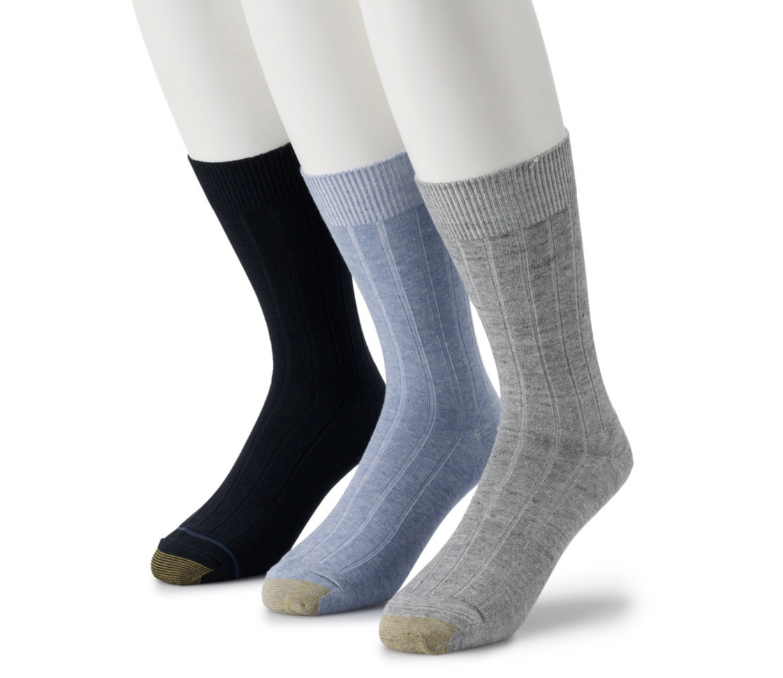 New GOLDTOE Men's 3Pack Hampton Fashion Crew Socks Size 612.5