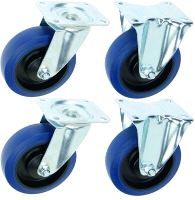 SET 100 125 Transportrollen Lenkrollen Bockrollen Bremse BLUE WHEELS Rollen ECO