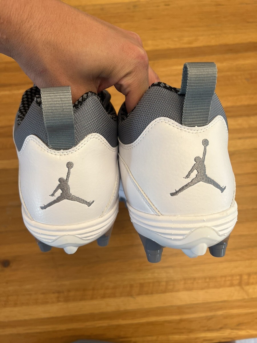 Size 17 Nike Air Jordan 10 TD Low Football Cleats White Grey