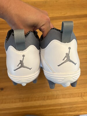 Size 17 Nike Air Jordan 10 TD Low Football Cleats White Grey  display picture 1