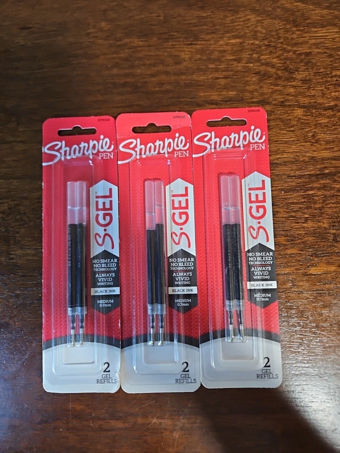 3-Sharpie S-Gel 2096168 Medium 0.7 mm Bullet Tip Pen Refills - Black 6 Total