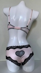 NEW Victoria's Secret Tease Push Up Bra & Cheeky Panty Set Pink Black