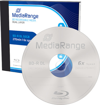 2 MediaRange Blu-ray BD-R DL 50Gb 6x Rohlinge JewelCase