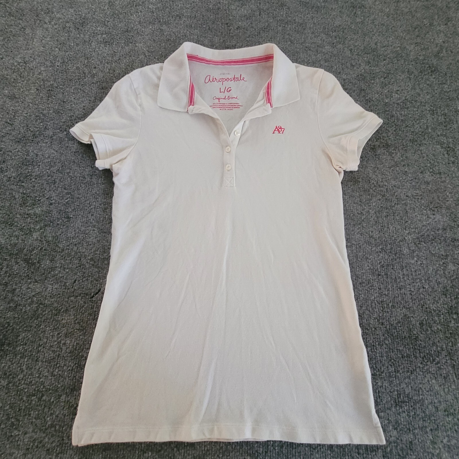 Aeropostale Women's L White Polo Shirt A87 Stretch eBay