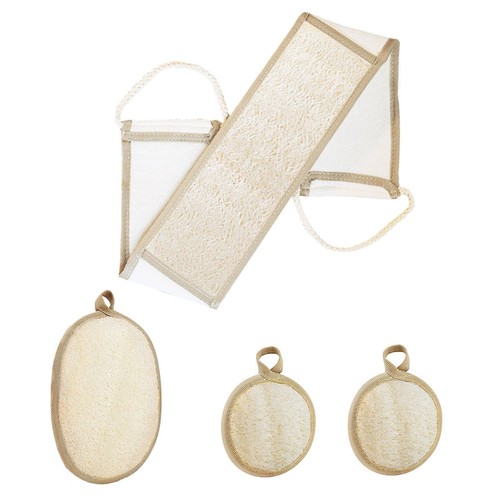 Loofah Sponge Exfoliating Body Scrubber4 Pack Natural Loofah Face Pad Bath Sh...