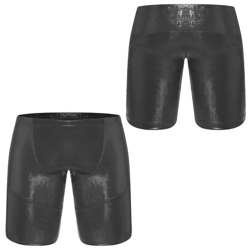 Men's Metallic Shiny Swim Trunks Elastic Waist Biker Shorts Pool Party Beachwear - Picture 27 of 66