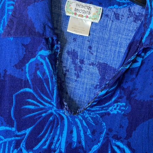 VESTIDO HAWAIANO TALLA S FLORAL LARGO ORILLAS DEL DESIERTO SIN MANGAS AZUL FLOR RAYÓN MUJER - Imagen 7 de 14