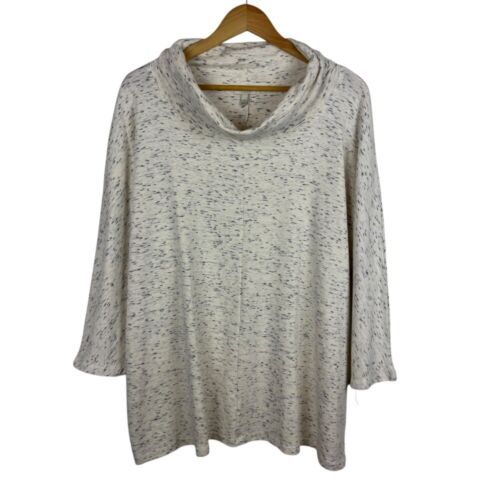 NWT Talbots Woman Cowl Neck Tunic Top Sweater Sz 3X Speckled Knit Long Sleeve
