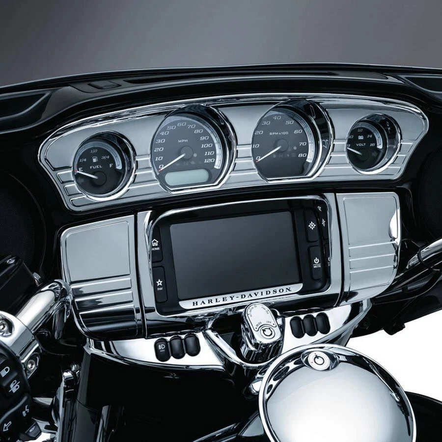 Cubierta de moldura estéreo Tri Line cromada Tri Electra Glide 2021-2024 para Harley Touring Foto 4 de 4
